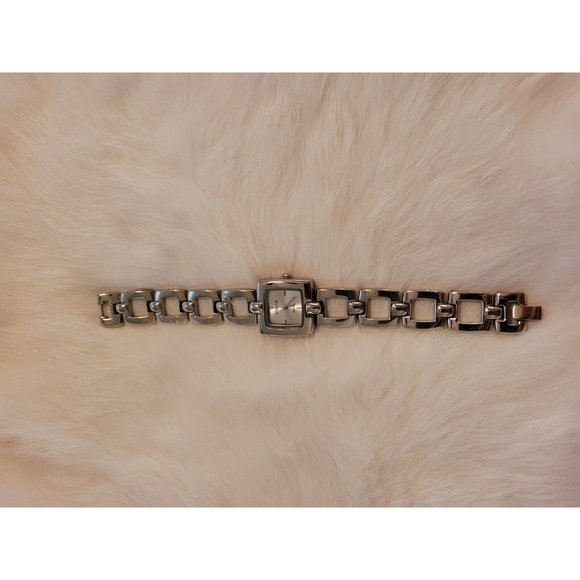 Womens Studio Square Link Watch Quartz Silver Tone Metal Geometric 8951 - Picture 4 of 7